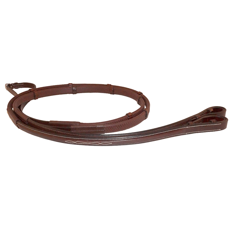 Bella Donna Square Raised Fancy Stitched Rubber Reins with Hand Stops