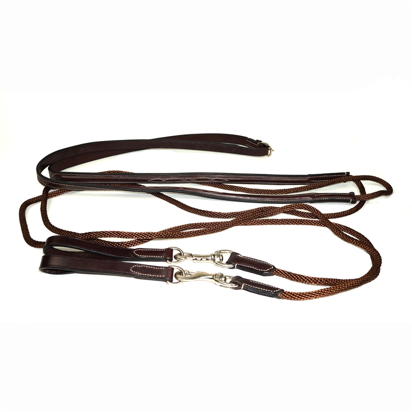 Walsh English Leather Draw Reins with Rope